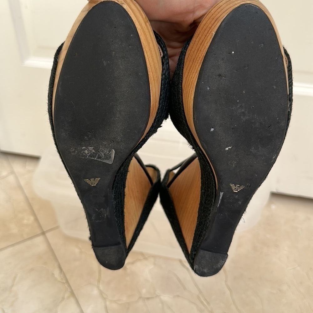 Emporia Armani wooden wedges. Black size 39 1/2​​​​​​​​​​​​​​​ - Picture 7 of 8